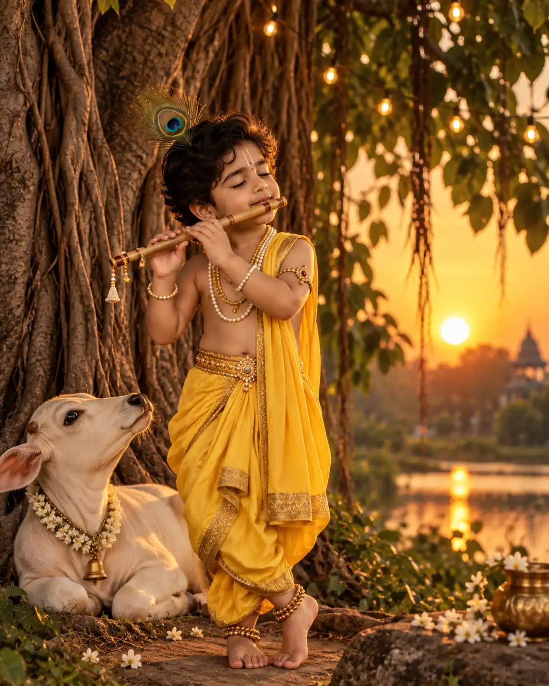 Little Krishna Flute Portrait | Janmashtami AI Boys sample output