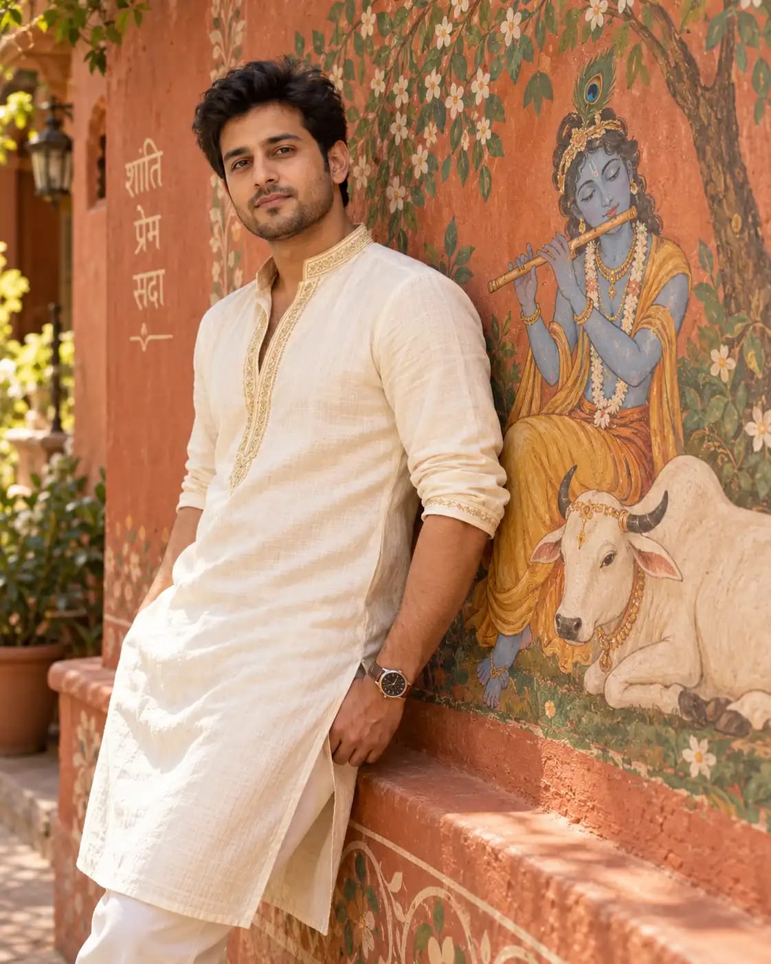 Krishna Mural Wall Portrait | Janmashtami AI Boys