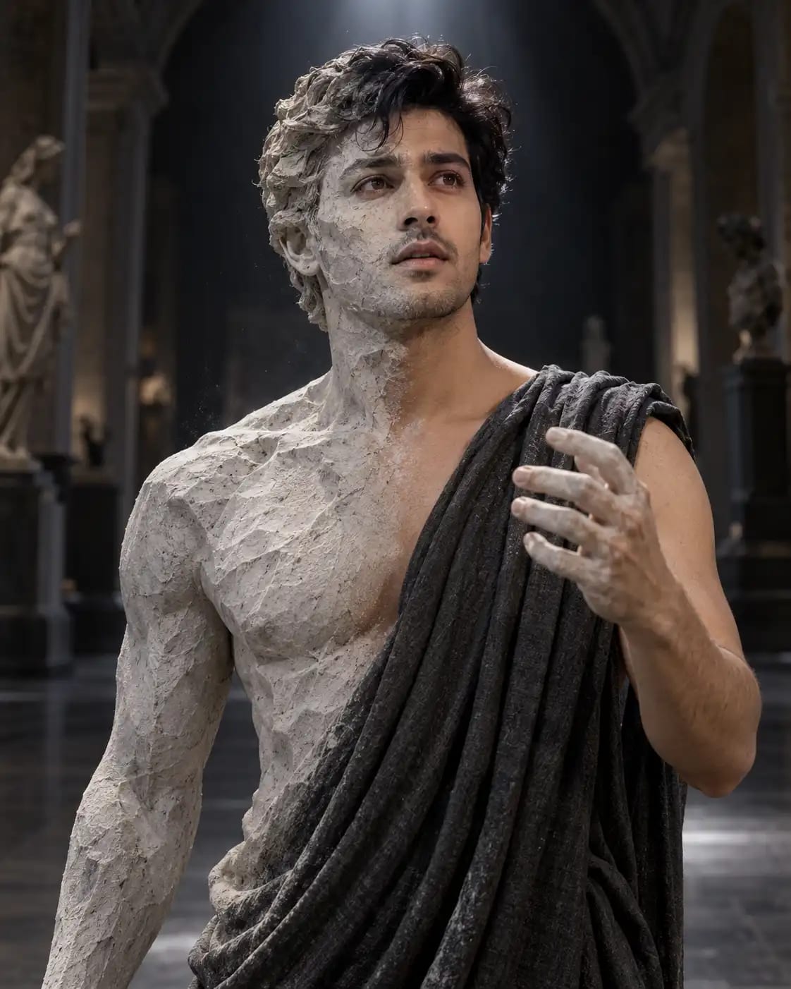 Marble Sculpture Awakening Portrait | Boys AI Prompt