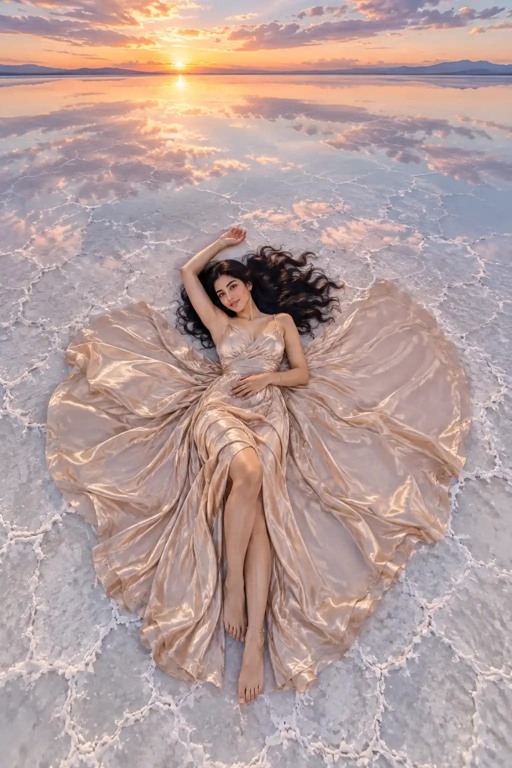 Aerial Salt Flat Mirror Portrait | Surreal Reflection Drone Shot