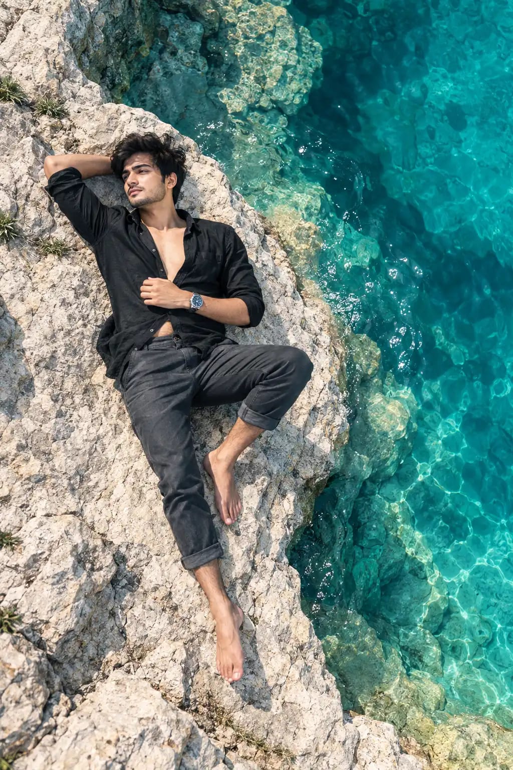 Aerial Turquoise Quarry Lake Portrait | Dramatic Drone Shot sample output