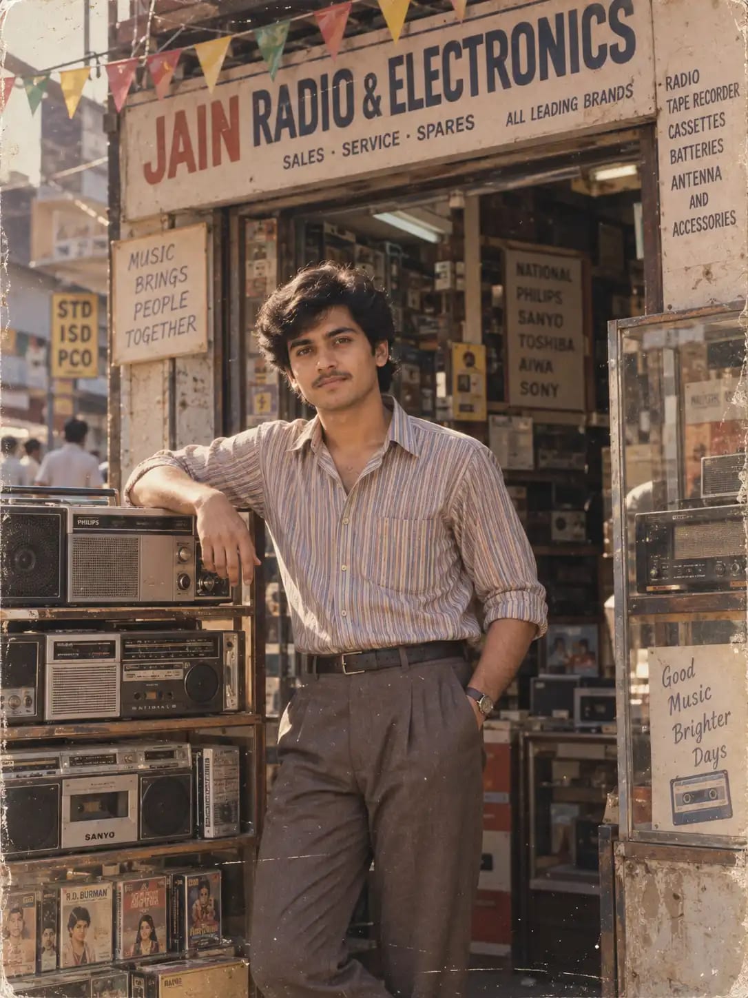 1980s Radio Shop Portrait | Retro Electronics Boys Photo