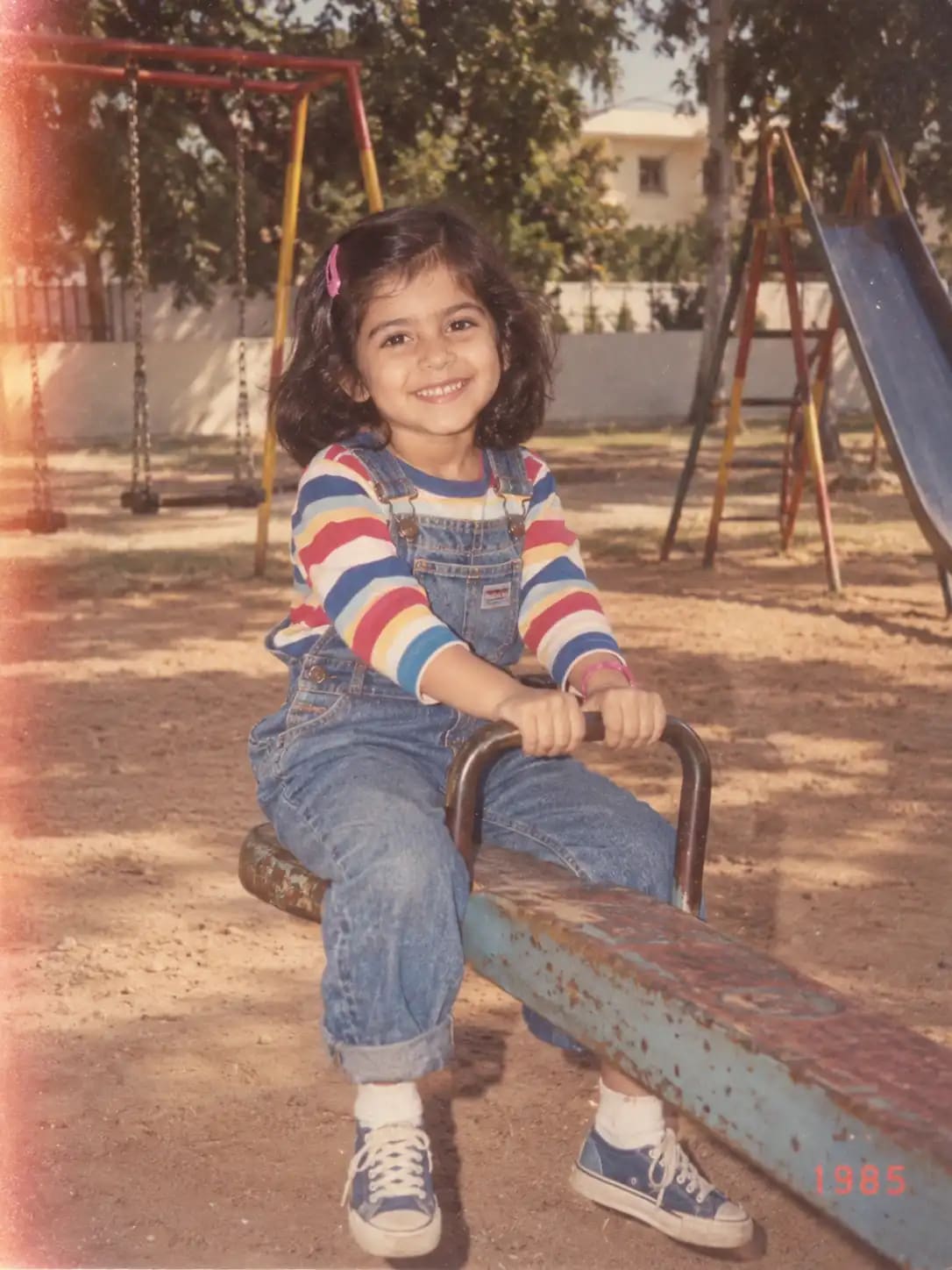 1985 Playground Denim Portrait | Retro Kids Photo