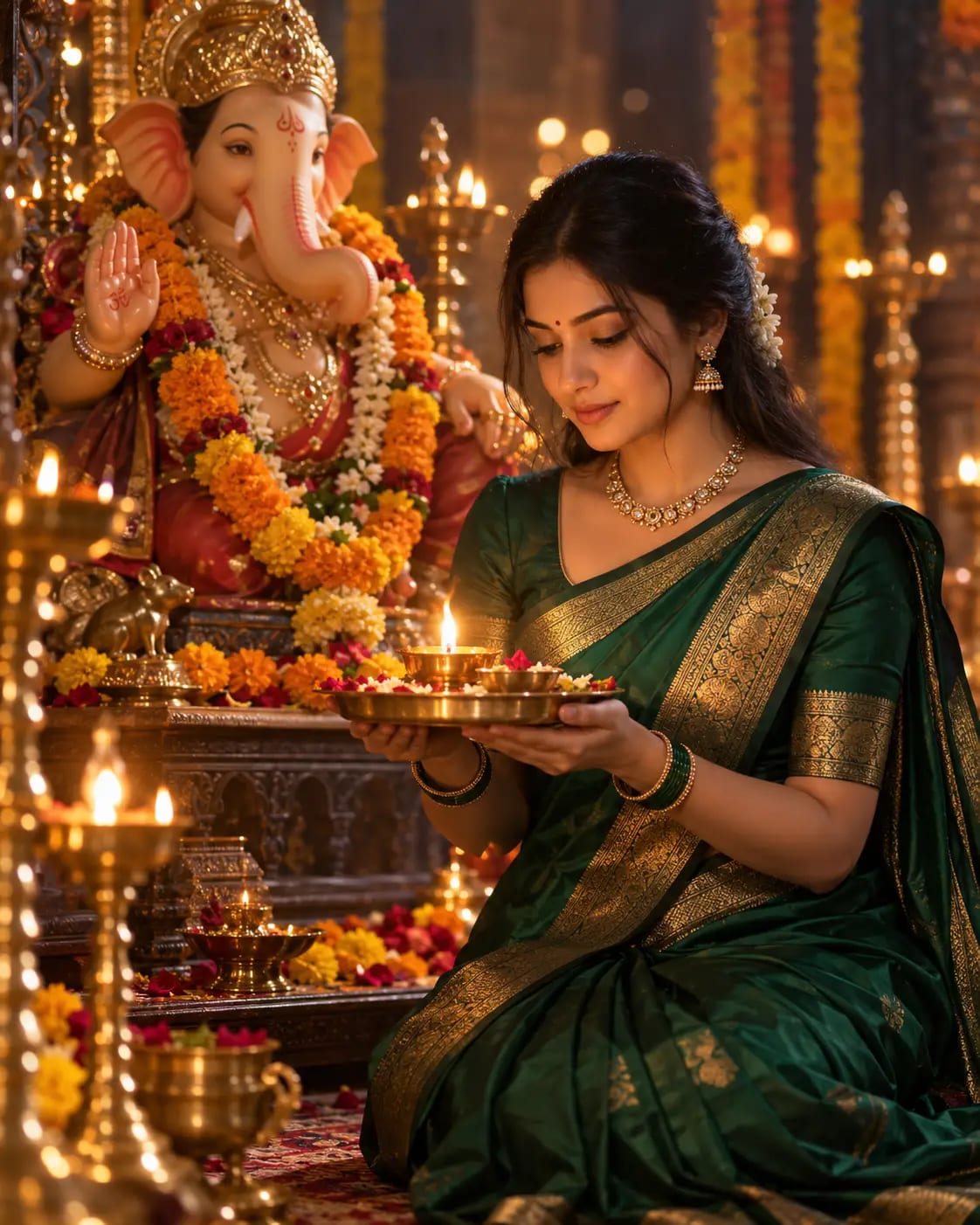 Ganpati Aarti Thali Portrait | Premium Ganesh Chaturthi Photo sample output