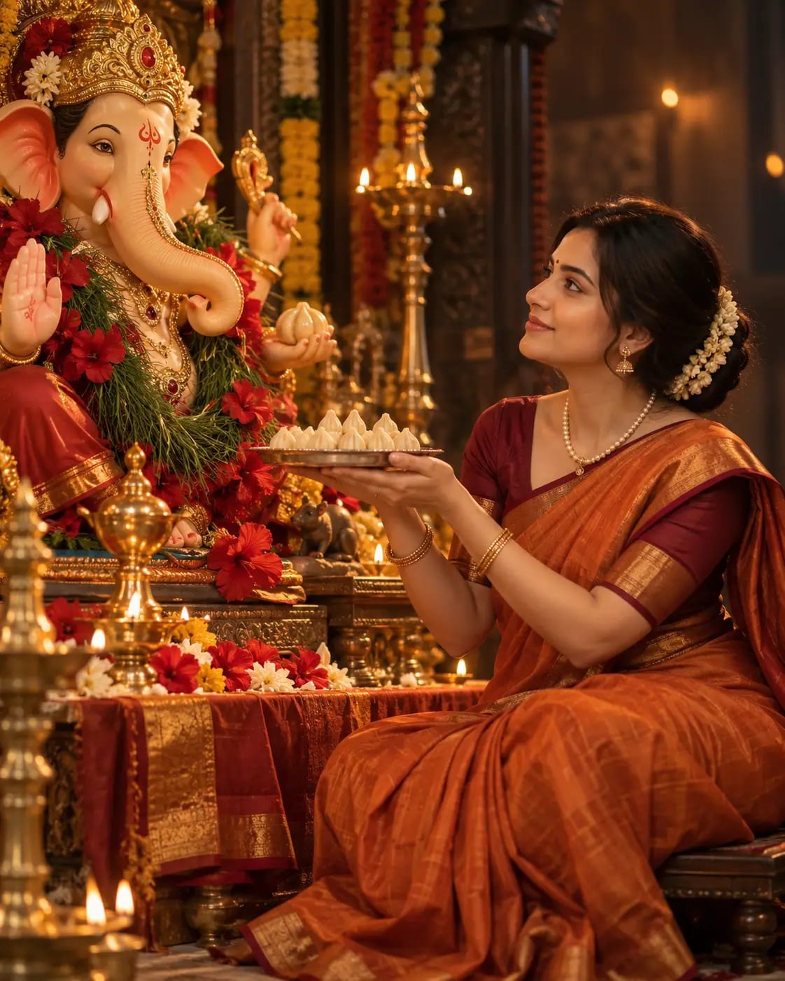 Ganpati Modak Offering Portrait | Premium Ganesh Chaturthi Photo sample output