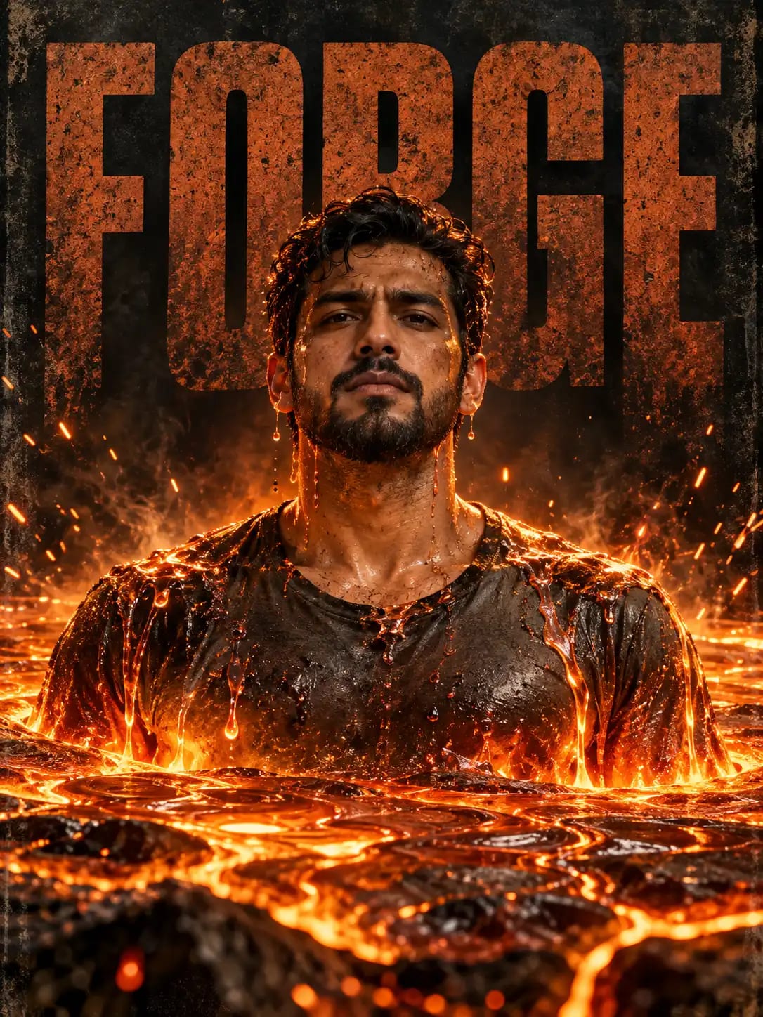 FORGE Molten Metal Portrait | Premium Conceptual Editorial Poster