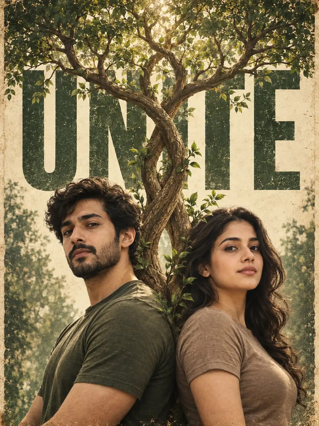 UNITE Merging Tree Portrait | Premium Conceptual Editorial Couple Poster