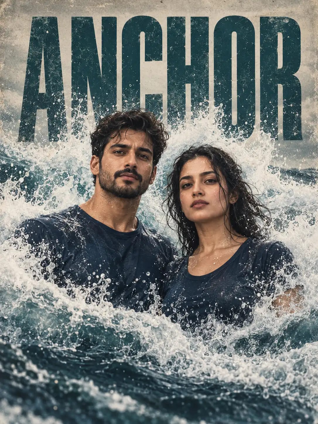 ANCHOR Crashing Waves Portrait | Premium Conceptual Editorial Couple Poster sample output