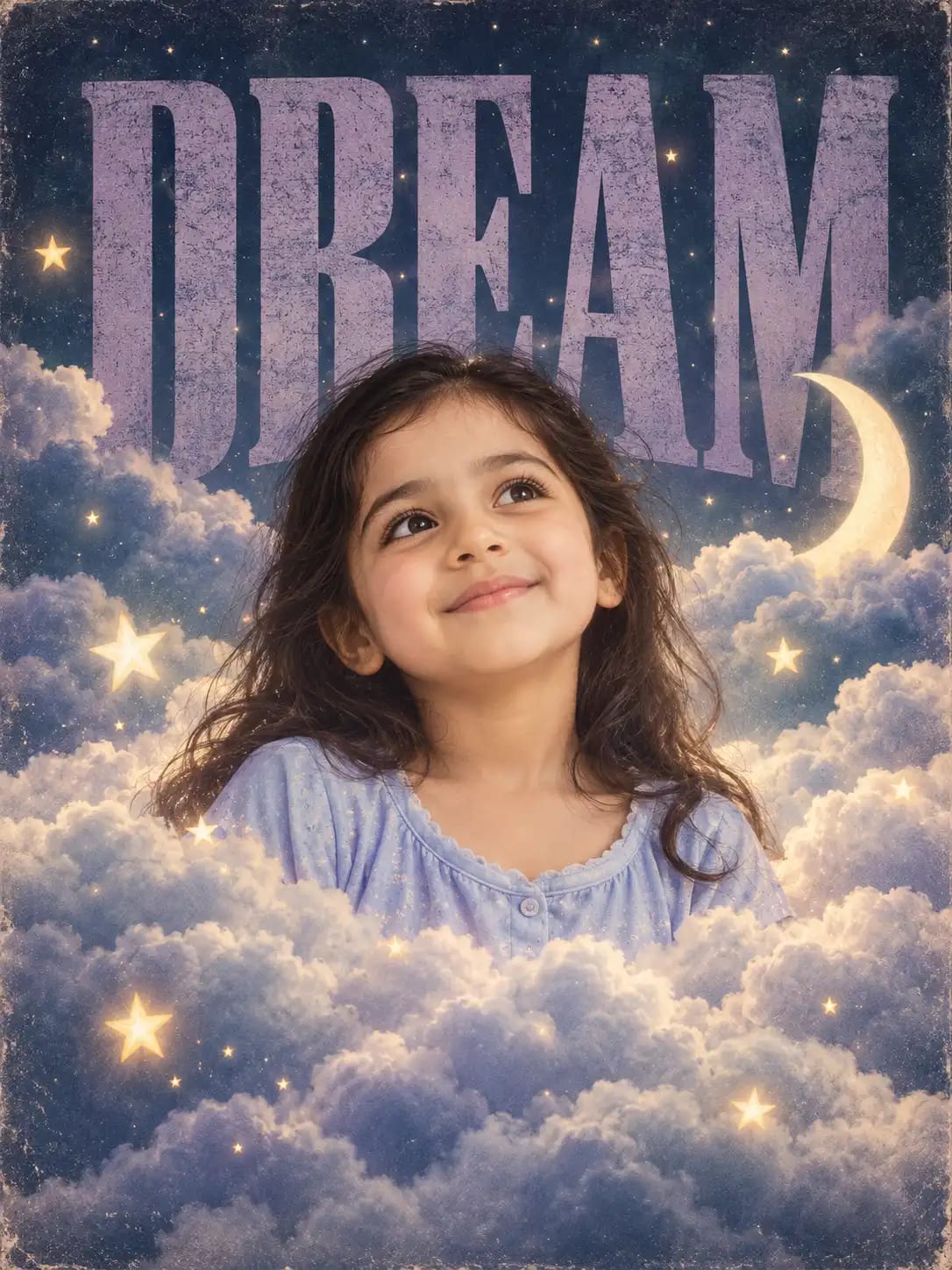 DREAM Soft Clouds Portrait | Premium Conceptual Editorial Kids Poster