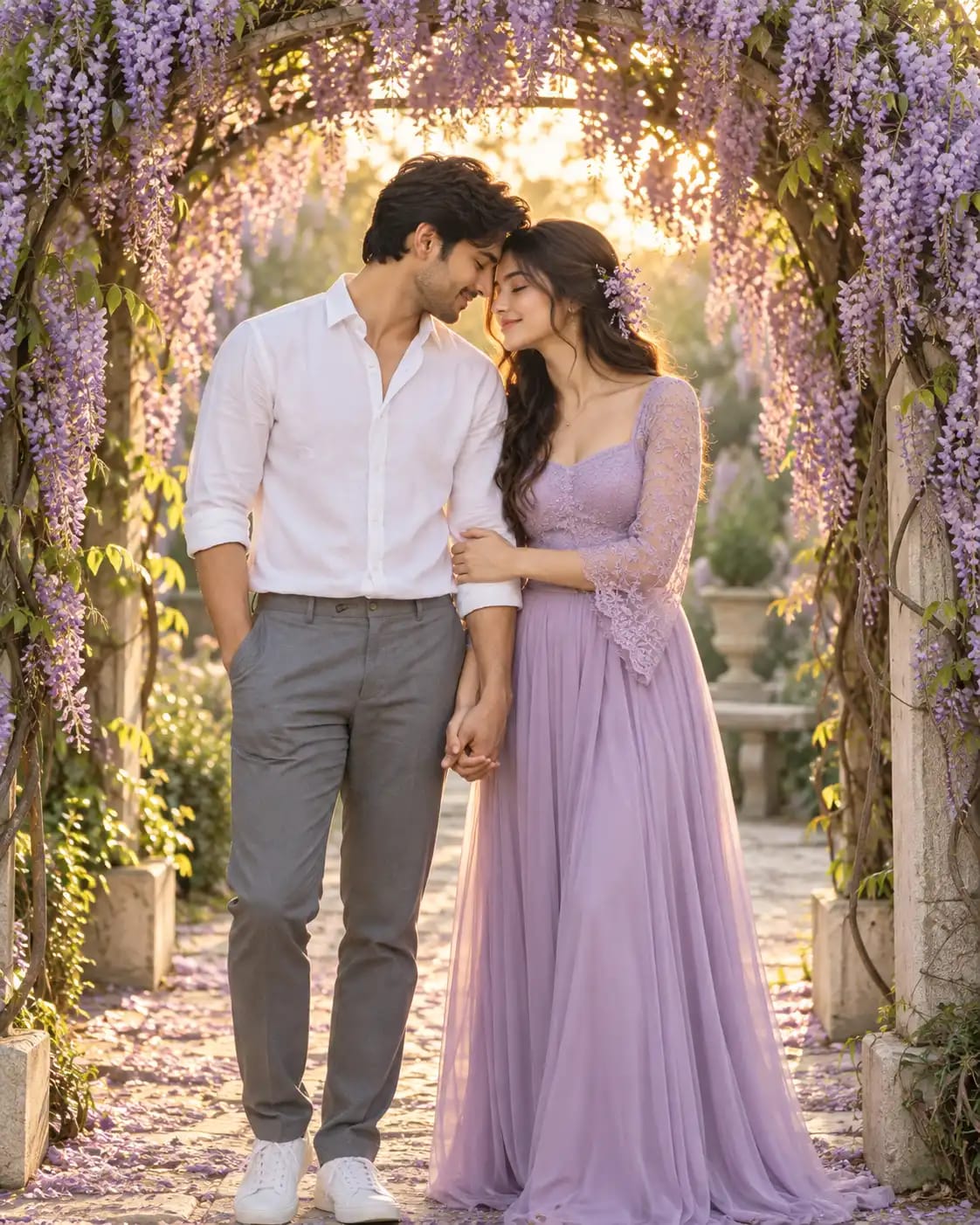 Wisteria Archway Couple Portrait | Premium Lifestyle Photo