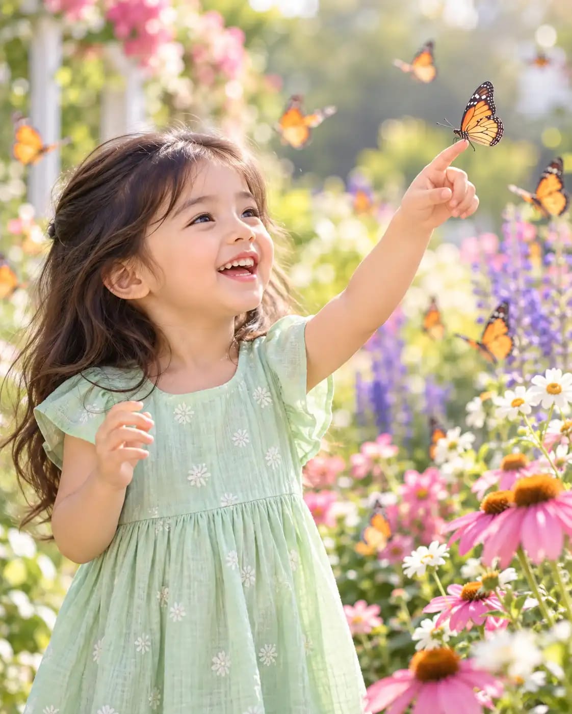 Butterfly Garden Portrait | Premium Lifestyle Kids Photo sample output
