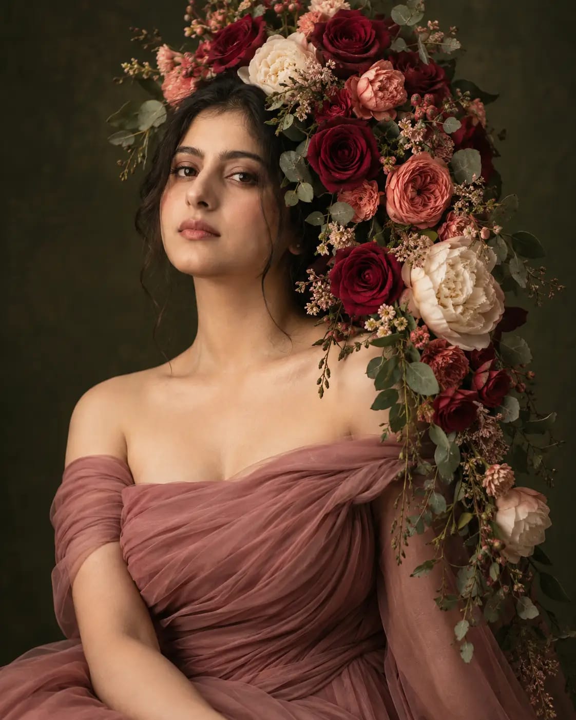 Oversized Floral Crown Portrait | Premium Fine-Art Girls Photo sample output