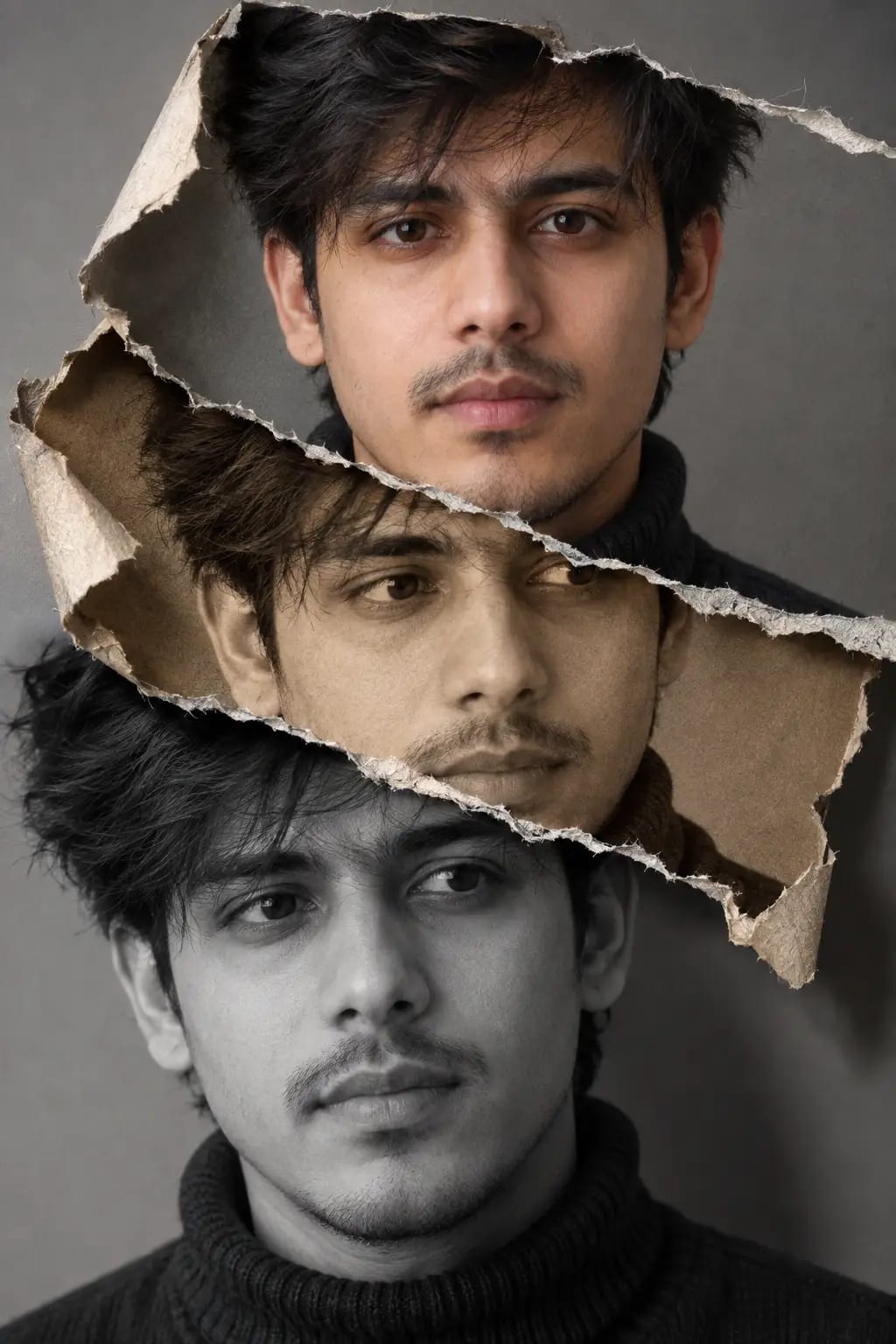 Torn Paper Layer Portrait | Premium Collage Editorial Photo sample output