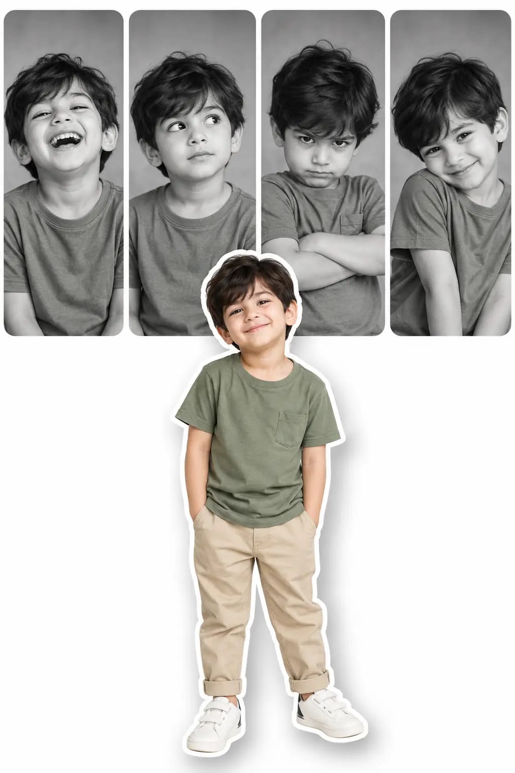 Growth Timeline Panel Portrait | Premium Collage Kids Photo sample output