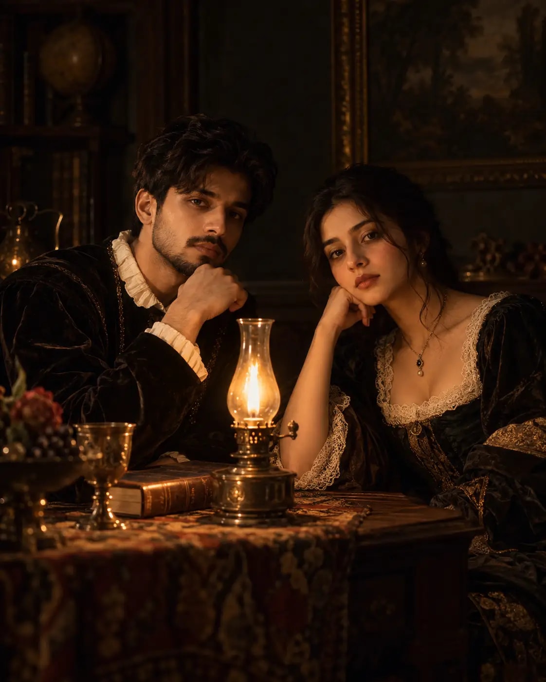 Chiaroscuro Old-Master Couple | Candlelit Painting Portrait