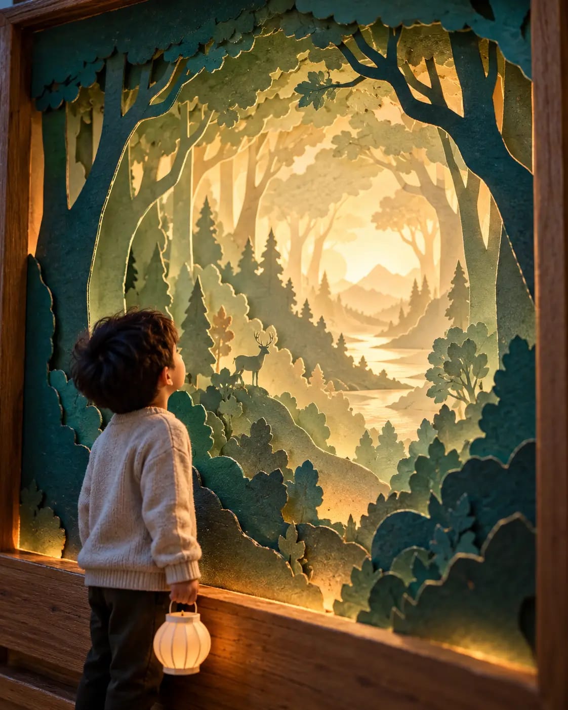 Paper-Cut Forest Diorama | Layered Craft Kids Portrait sample output