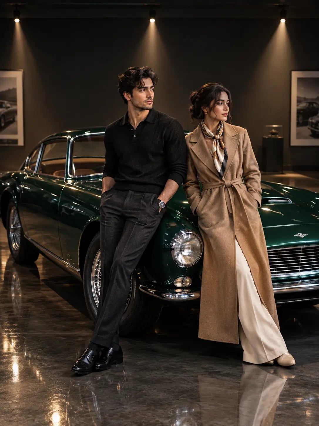 Couple Vintage Car Private Showroom | Luxury Photoshoot AI Prompt