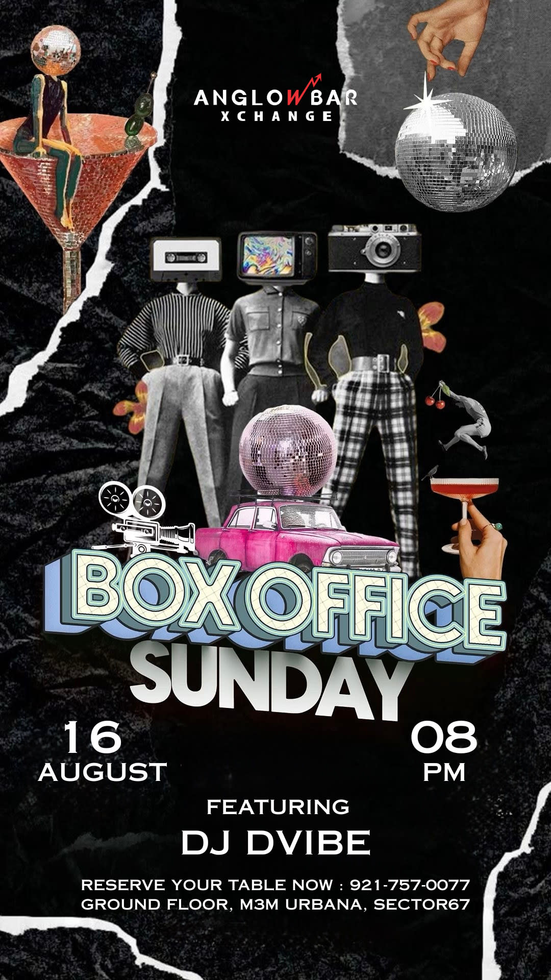 Collage poster for a Sunday party night