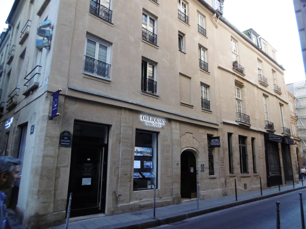 The facades of Rue des Blancs-Manteaux in the Parisian Marais