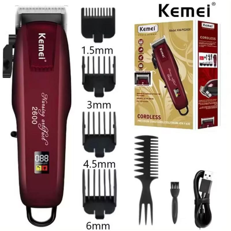 Máquina de Cortar Cabelo Kemei PG-2600 Sem Fio com Visor LCD
