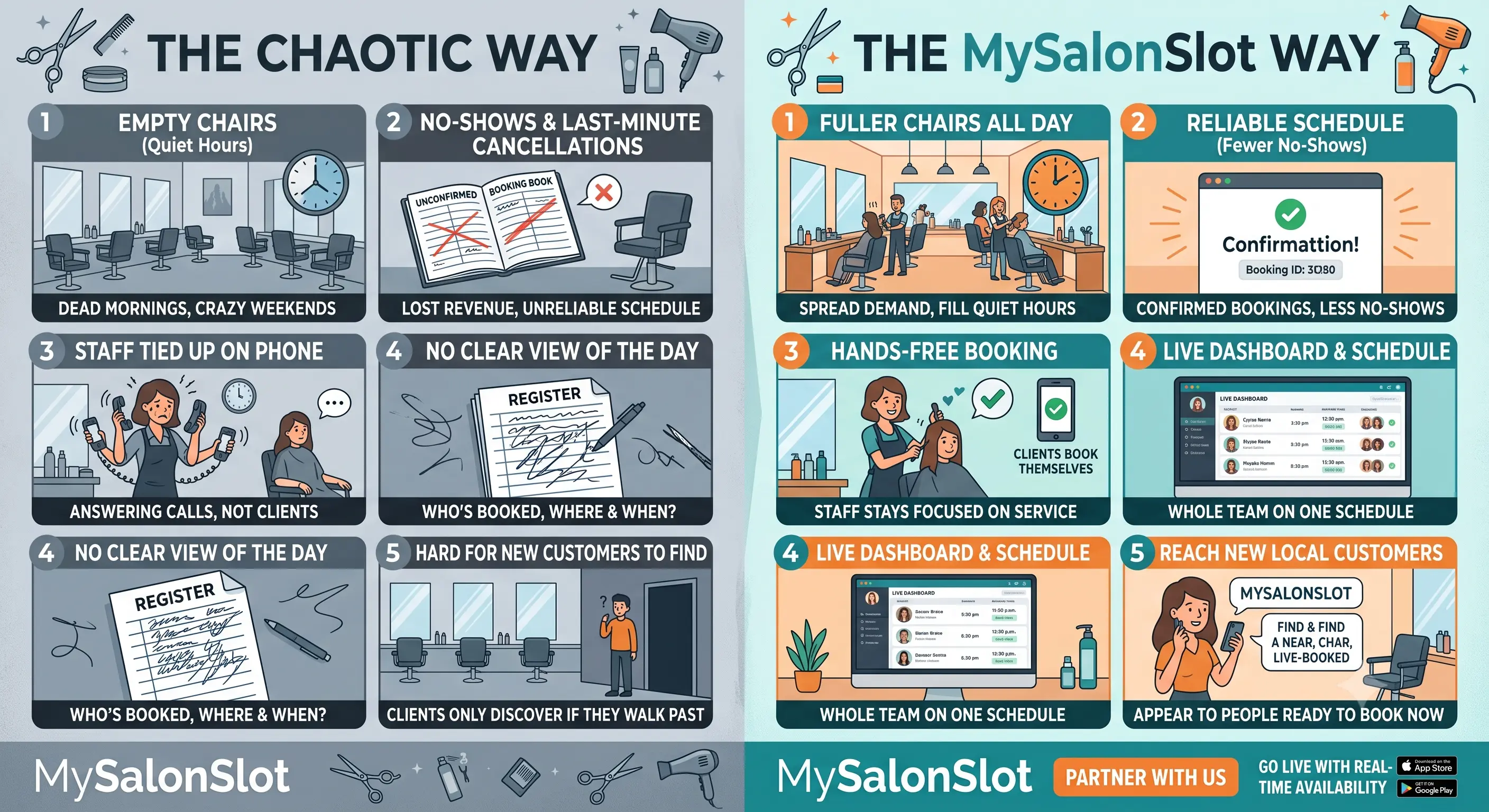 Salon Owner Problems — Empty Chairs, No-Shows and Phone Chaos (and How to Fix Them)