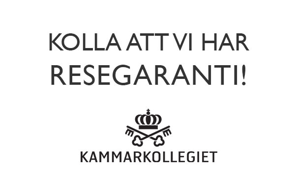 Vi har statlig resegaranti hos Kammarkollefiet