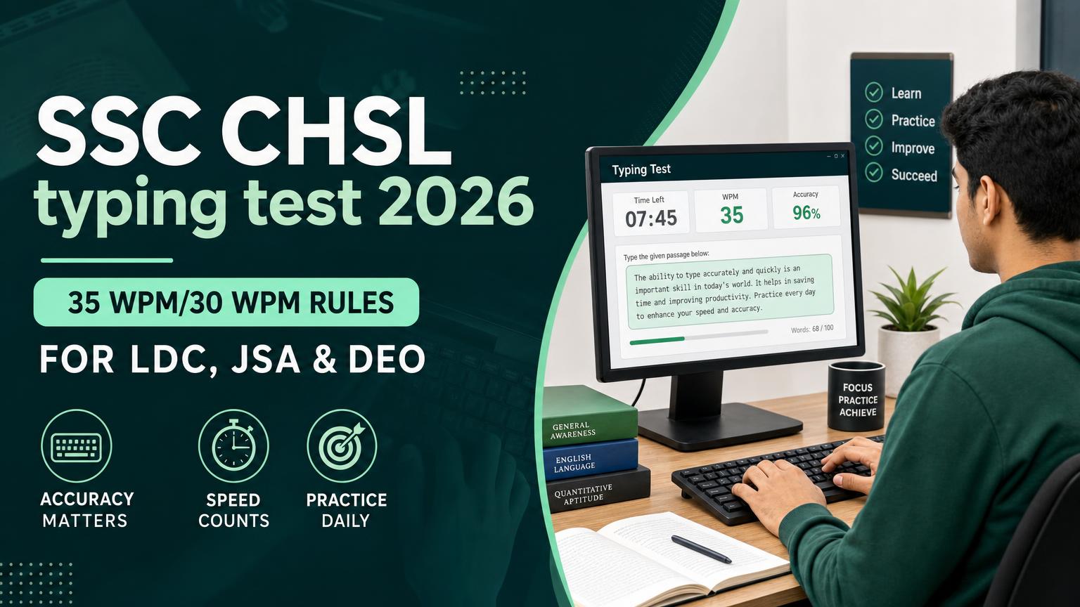 SSC CHSL Typing Test 2026: 35 WPM/30 WPM Rules for LDC, JSA & DEO