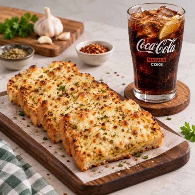 Cheese Garlic Bread + Masala Coke