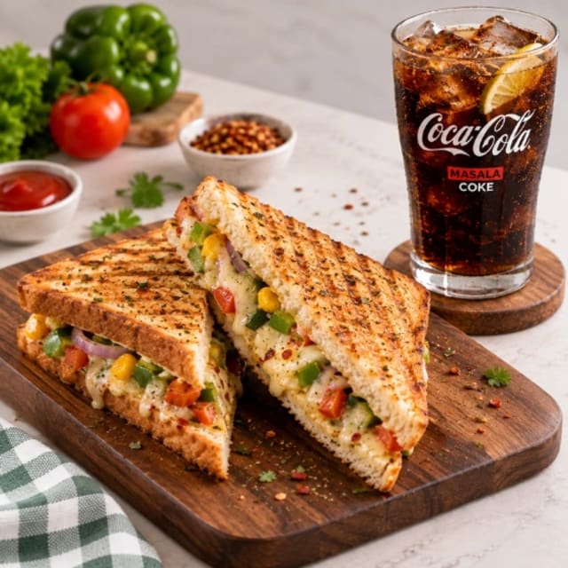 Veg. Grilled Sandwich + Masala Coke