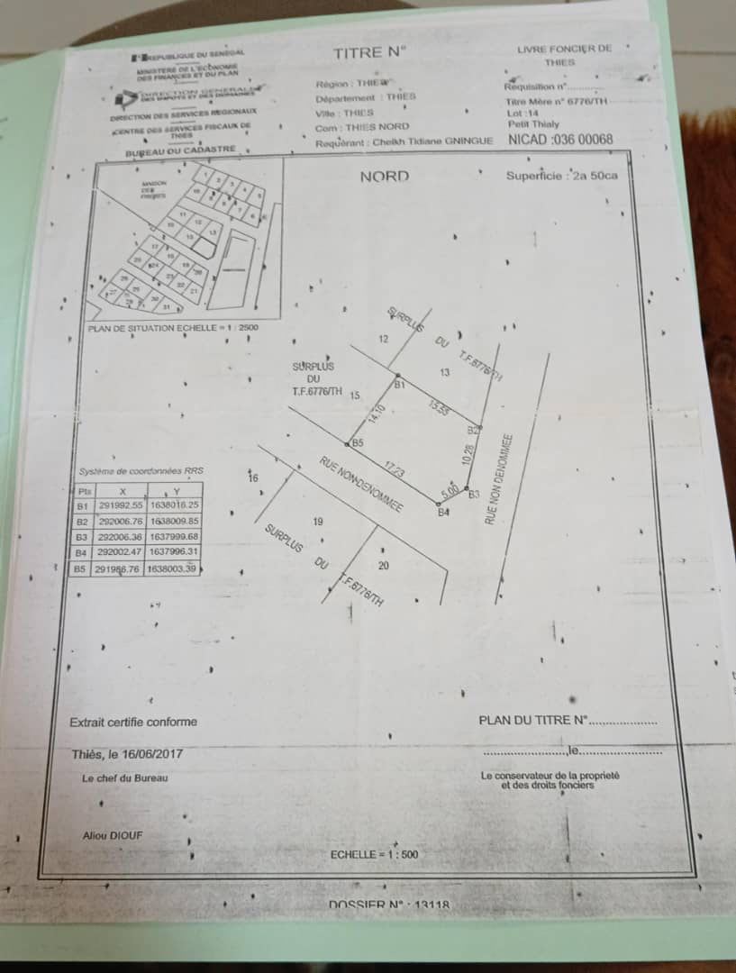 Terrain 250 m2 Thies Nguinth
