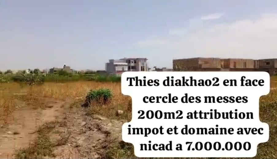 Terrain 200m² à Vendre Thiès Diakhao 2 - En Face Cercle des Messes | Attribution Impôt et Domaine | 7M FCFA