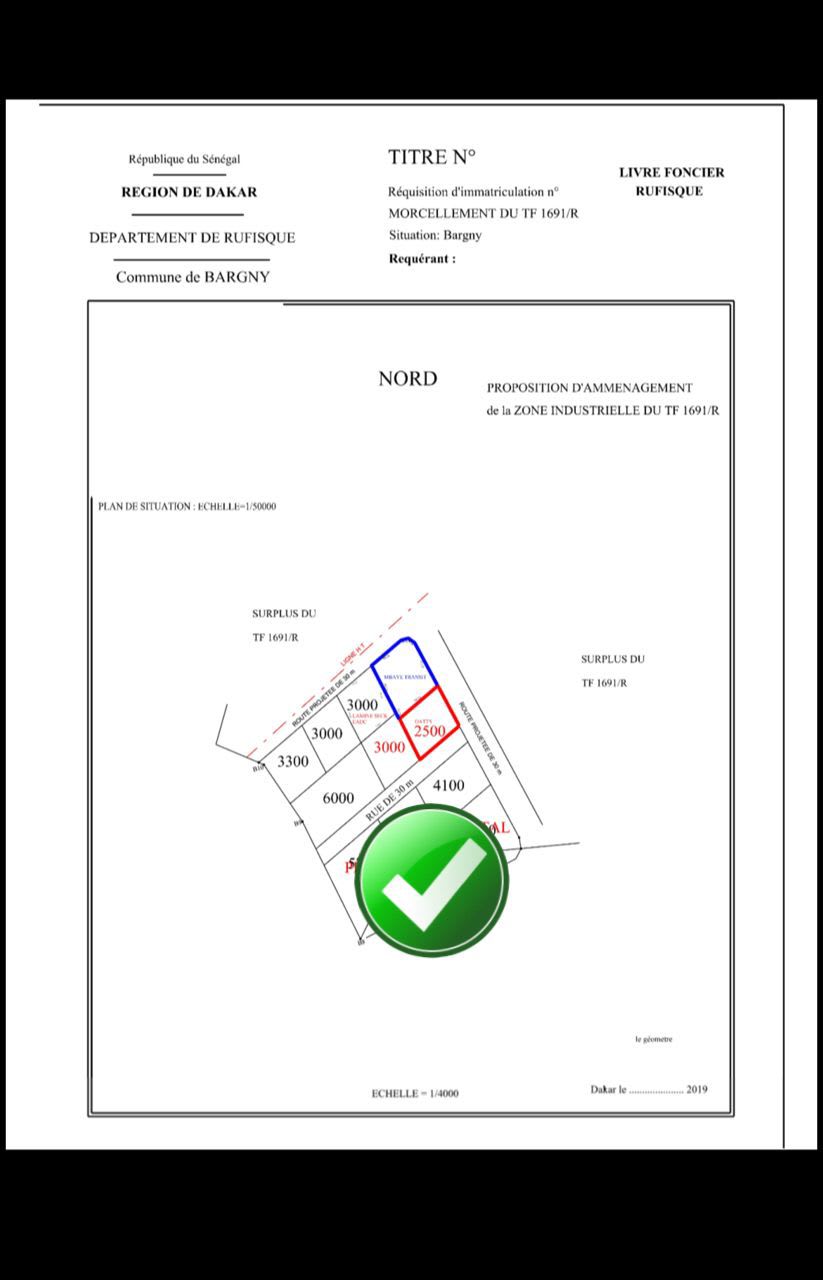 Site Industriel 5000m² à Vendre Diamniadio Zone Industrielle - Divisible | Titre Foncier | 55 000 FCFA/m²