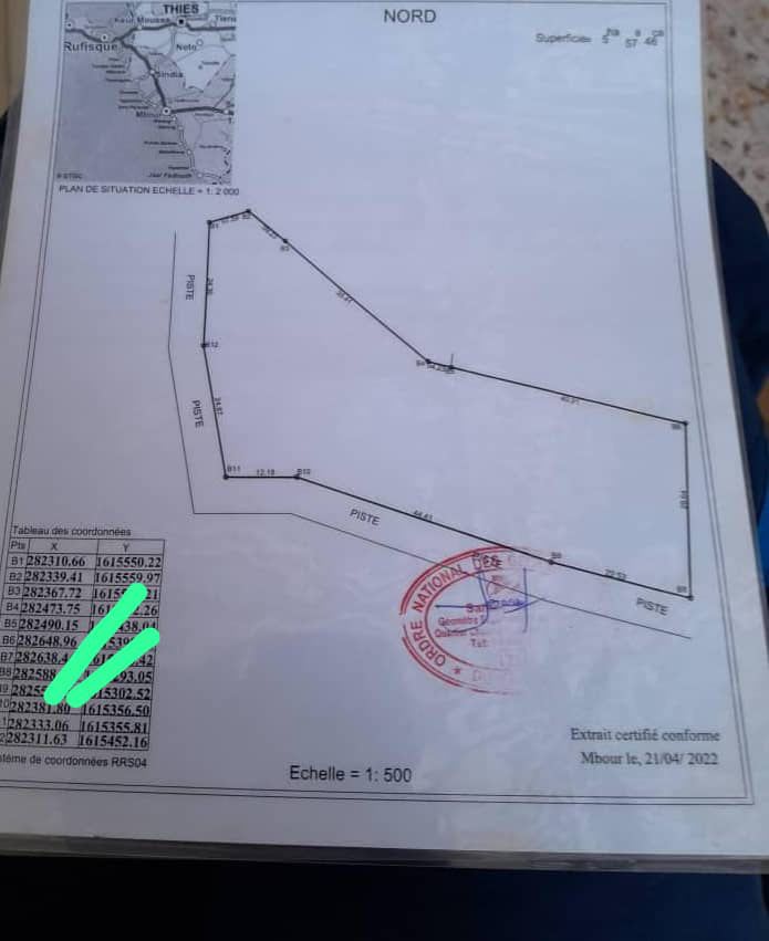 Terrain de 5,57 Hectares à Vendre sur la Route de Sindia – Thiès | Première Position