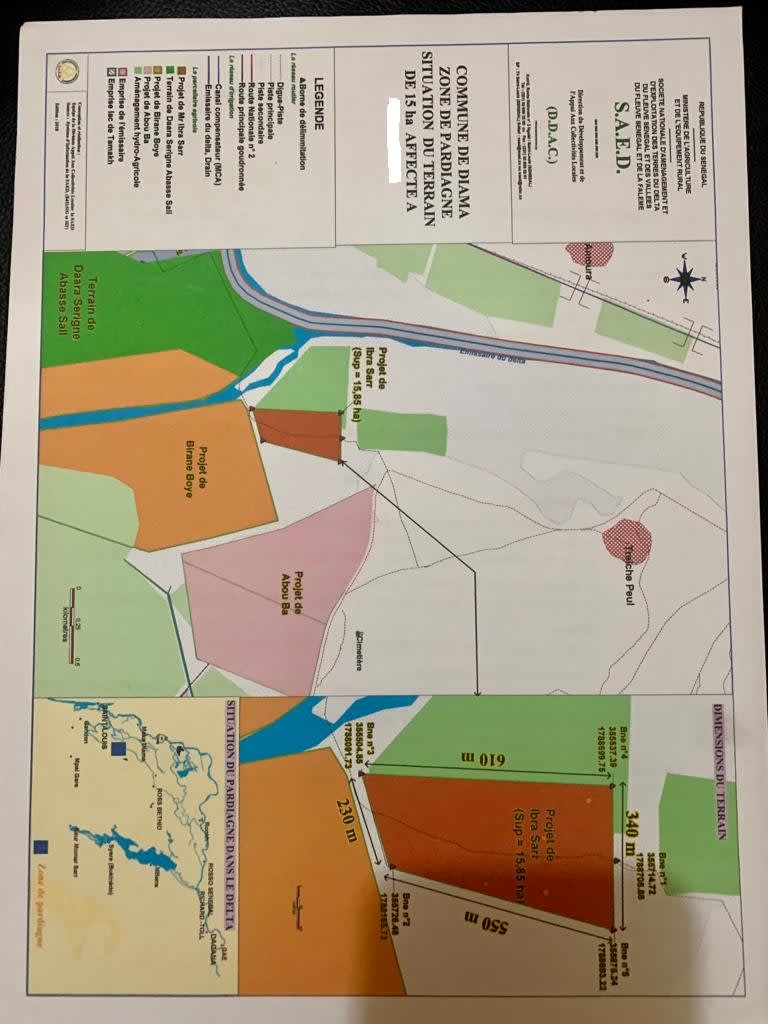 15 ha à vendre à Diama Saint-Louis.