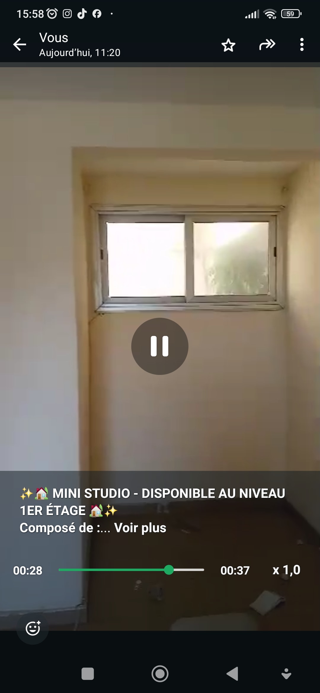 Studio à louer HLM 1 Prolongé, Dakar – Avec balcon privé