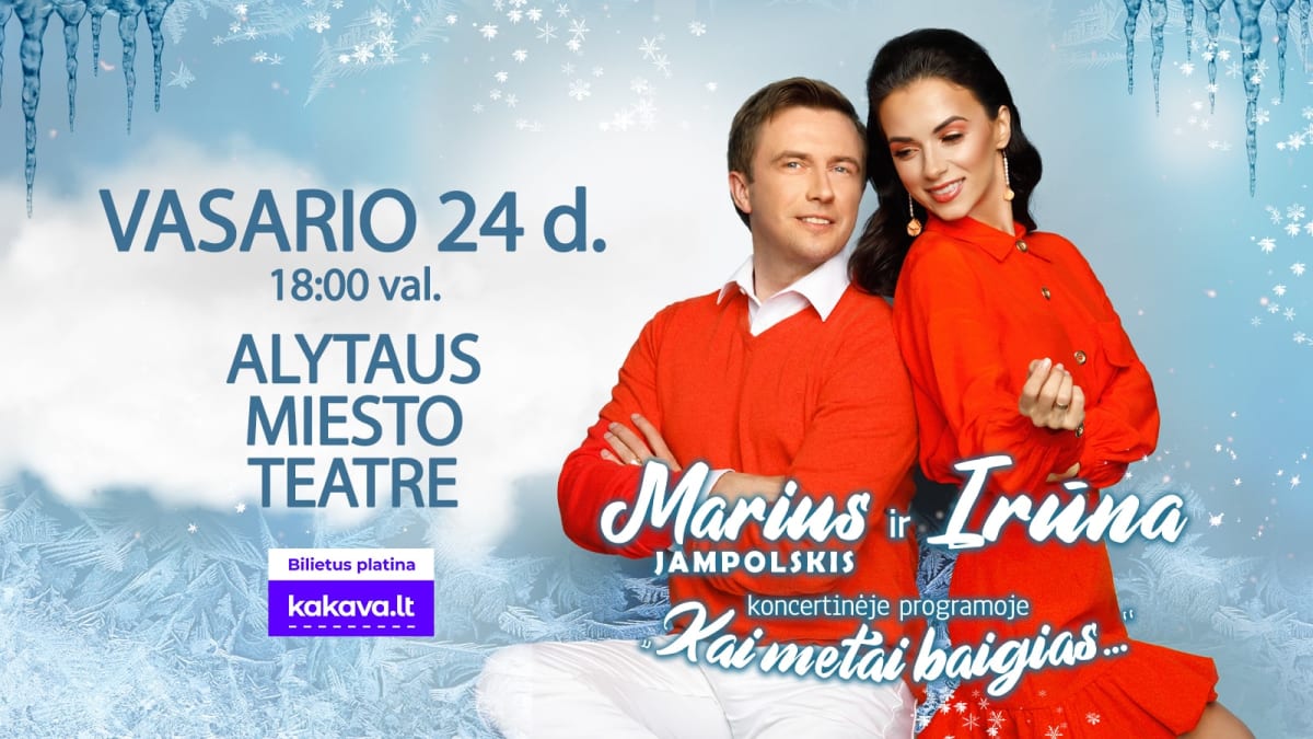 Aktorius Marius Jampolskis ir Irūna šventinėje programoje „Kai metai baigias“