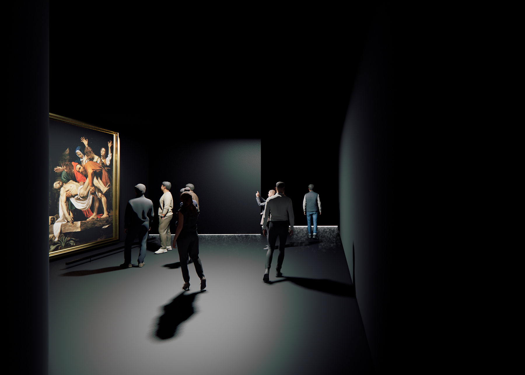 館內展出卡拉瓦喬的經典名畫〈基督下葬〉。