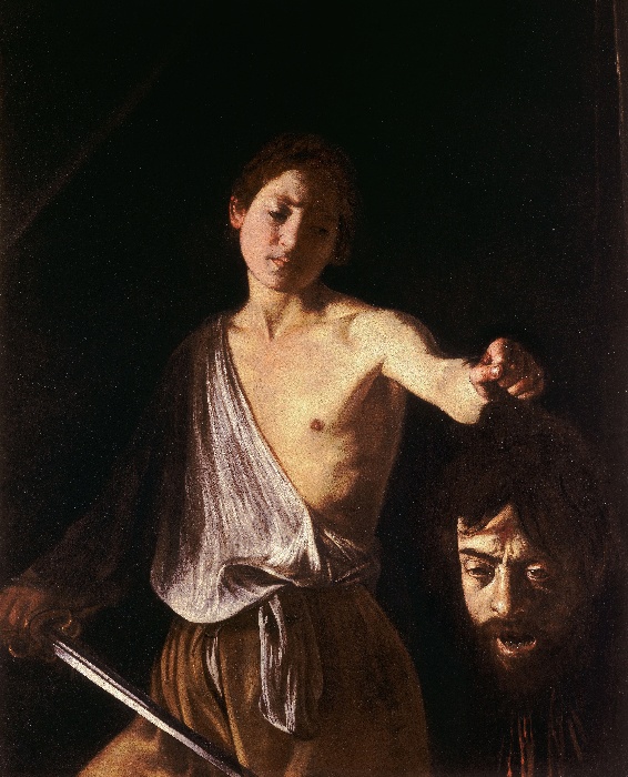 〈大衛手持歌利亞的頭顱〉（David with the Head of Goliath〉，1610。