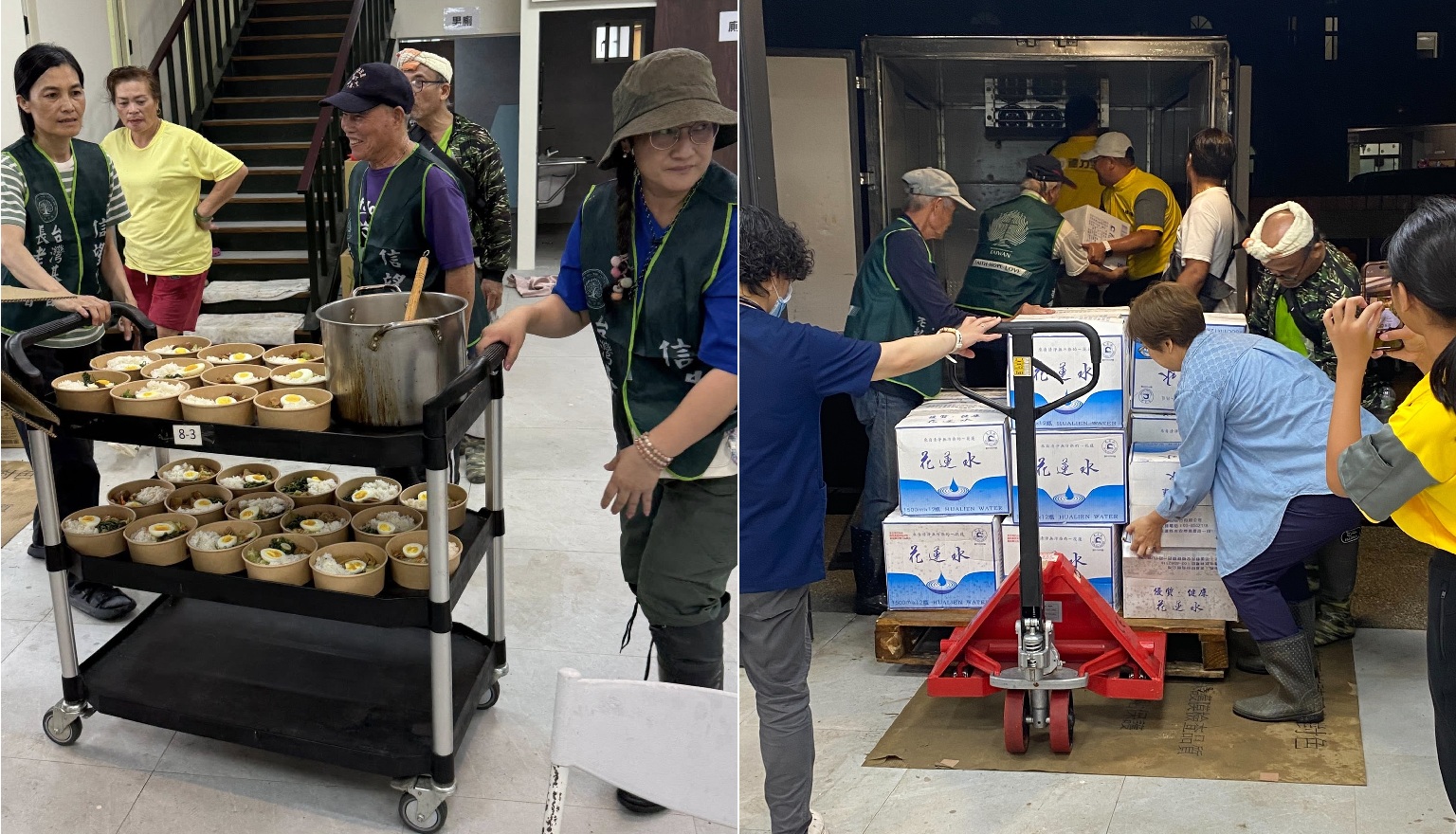 物資湧進太巴塱教會,教會也提供災民餐食。(翻攝自太巴塱長老教會)