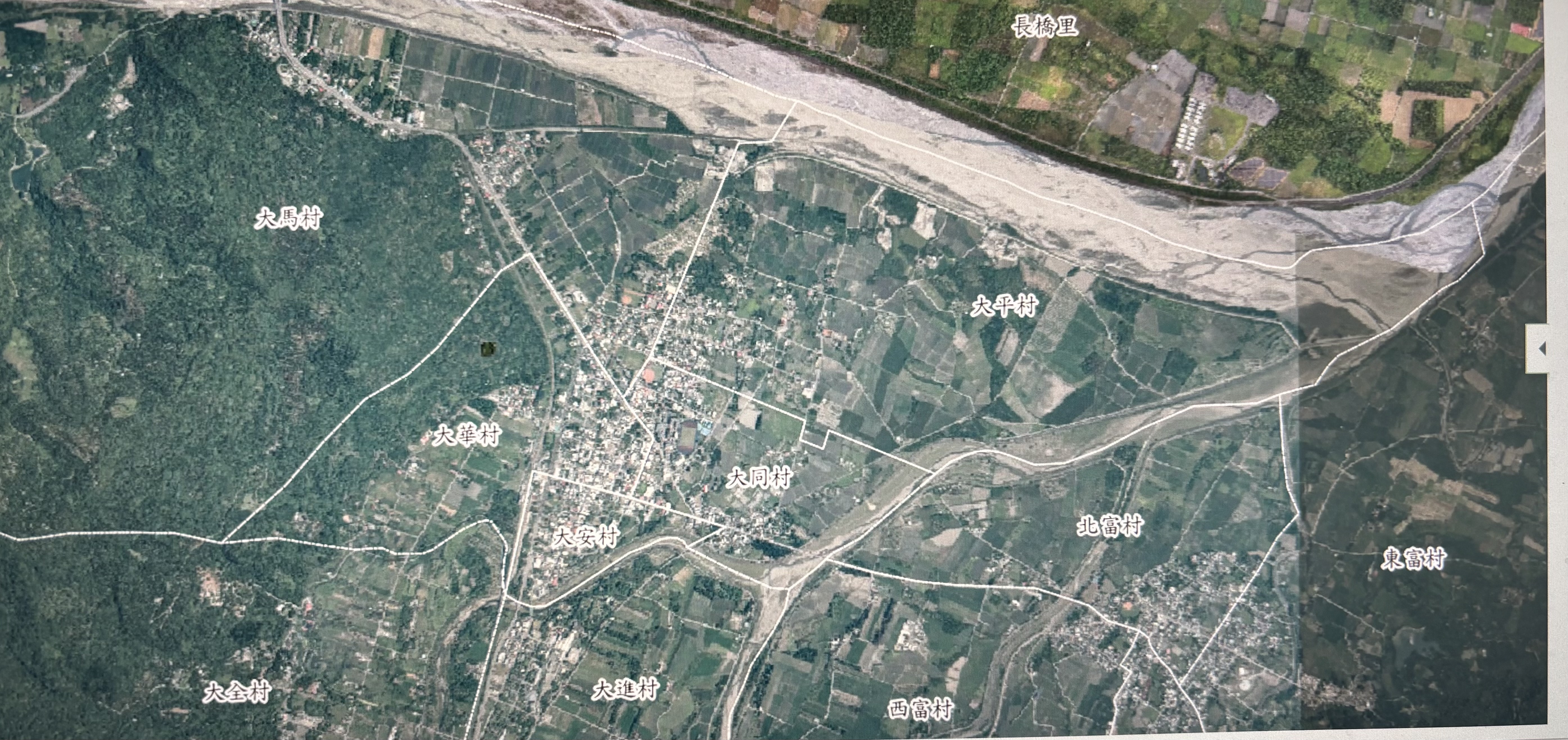 災前的光復鄉。(翻攝自太鞍溪堰塞湖監測紀實網站)