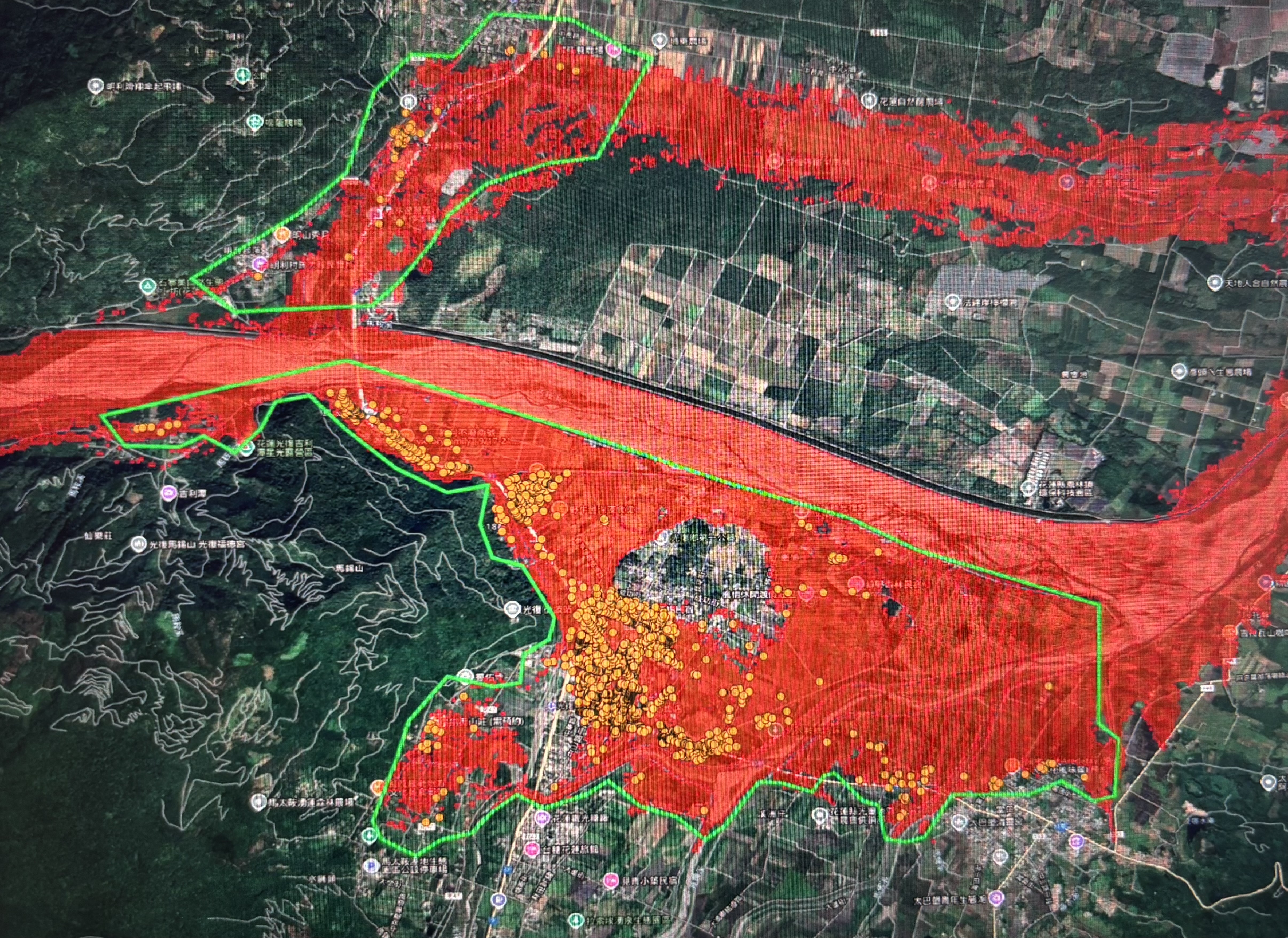 事先預測災情影響範圍。(翻攝自太鞍溪堰塞湖監測紀實網站)