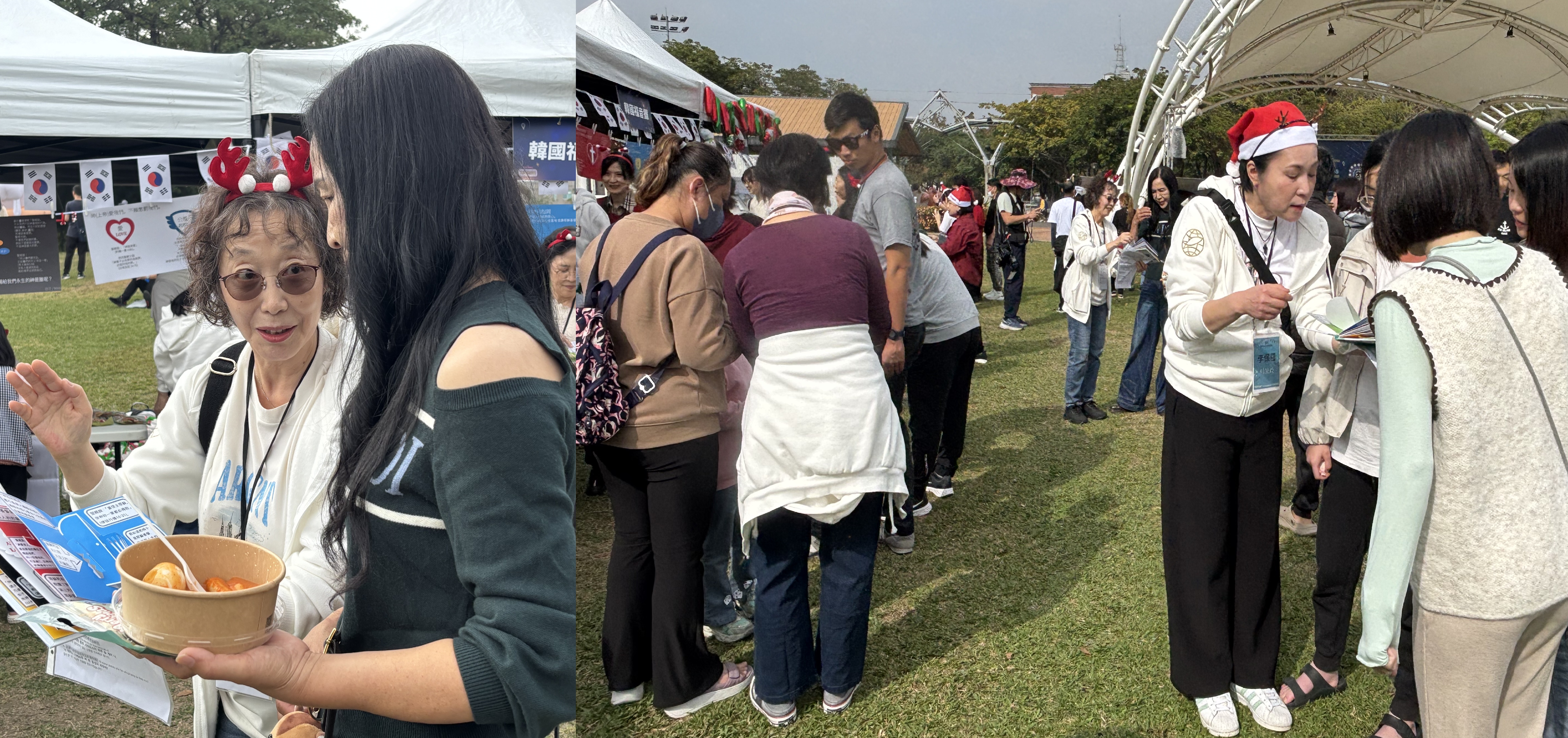 韓國弟兄姊妹送禮物傳福音。(圖/李容珍攝影)