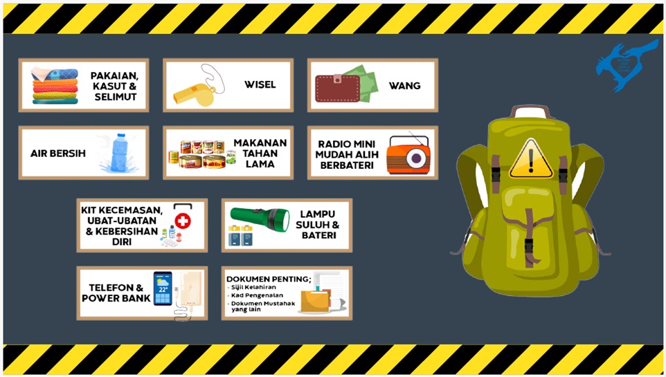 图为政府建议的应急包应有物件及食物
