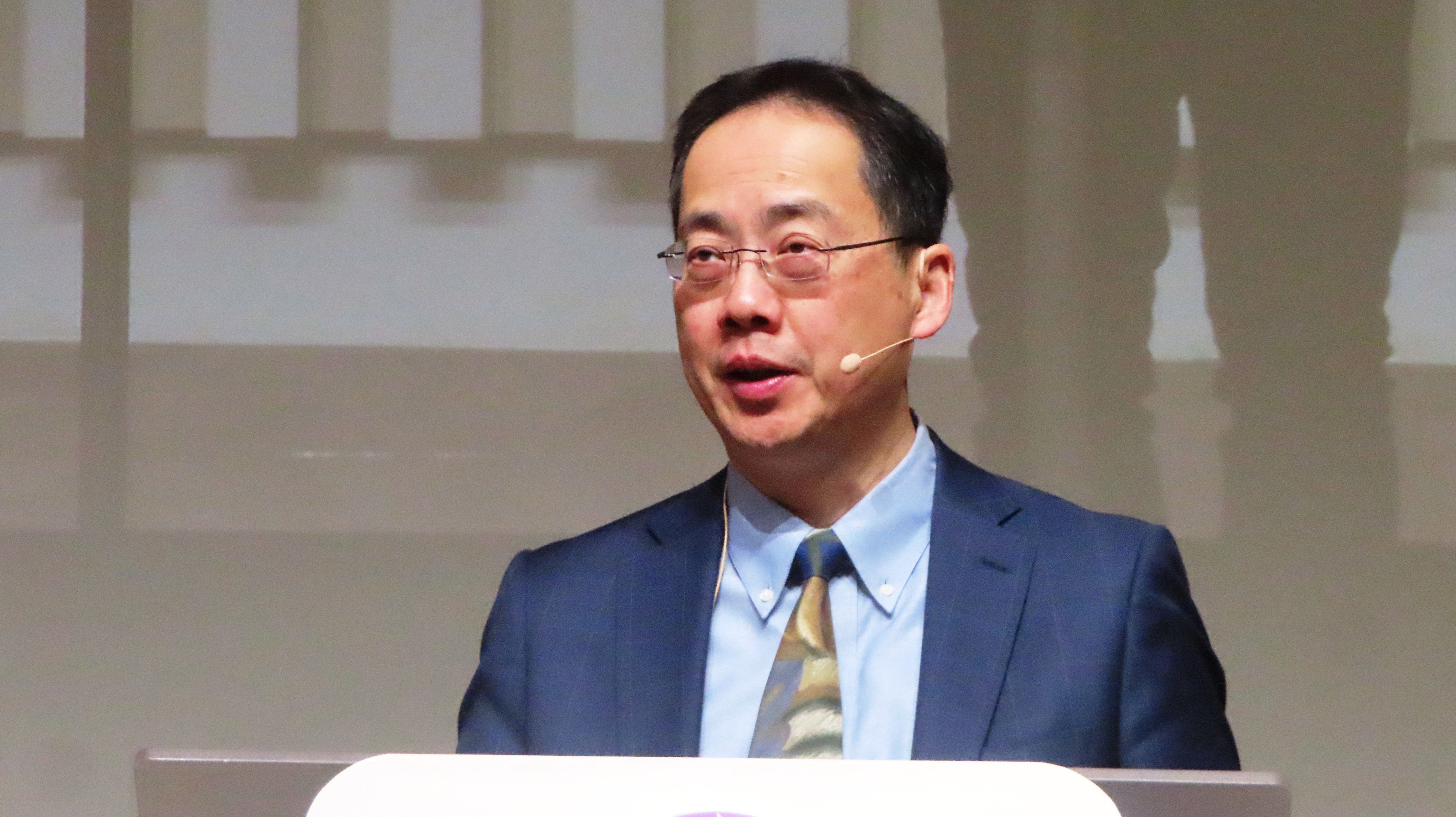 美國三一神學院的院長鮑維均博士現場照片。（圖/基督教論壇報記者梁敬彥攝影）