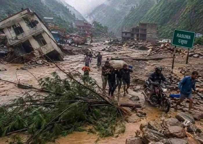 洪災造成尼泊爾房屋、道路等設施受損,受災地區災情嚴重。(Comfort Nepal提供)