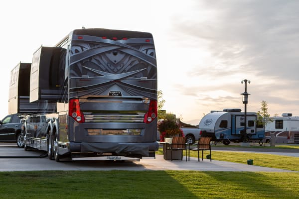 several different styles of RV parked at teh RV park