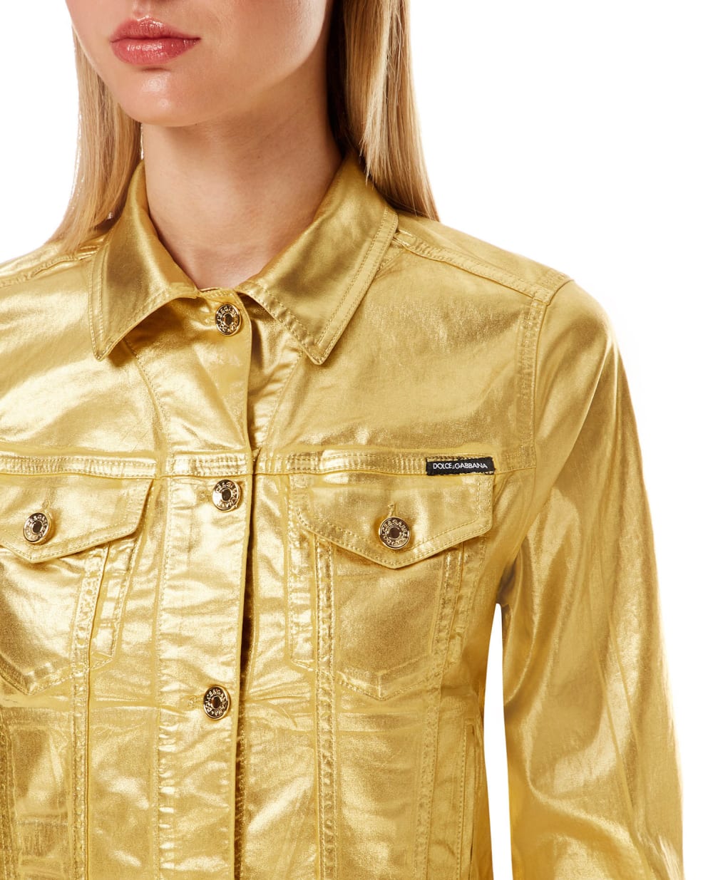 Джинсовая куртка Dolce&Gabbana F9I46D-G900T, золотой цвет • Купить в интернет-магазине Kameron