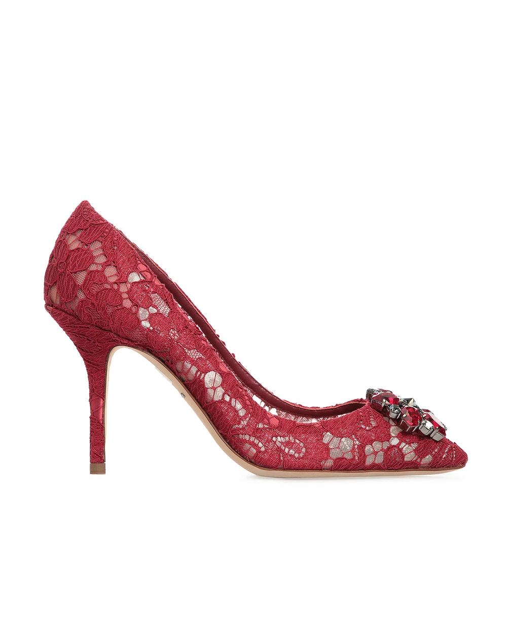 Кружевные лодочки Rainbow Lace Dolce&Gabbana CD0101-AL198, бордовый цвет • Купить в интернет-магазине Kameron