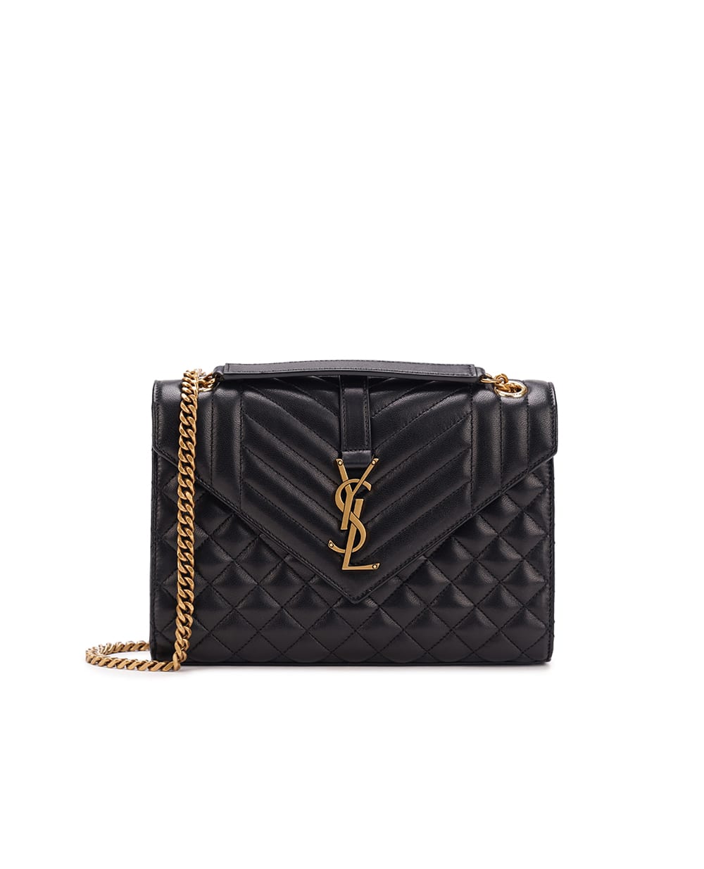 Шкіряна сумка Envelope Medium Saint Laurent 600185-AACT7, чорний колір • Купити в інтернет-магазині Kameron