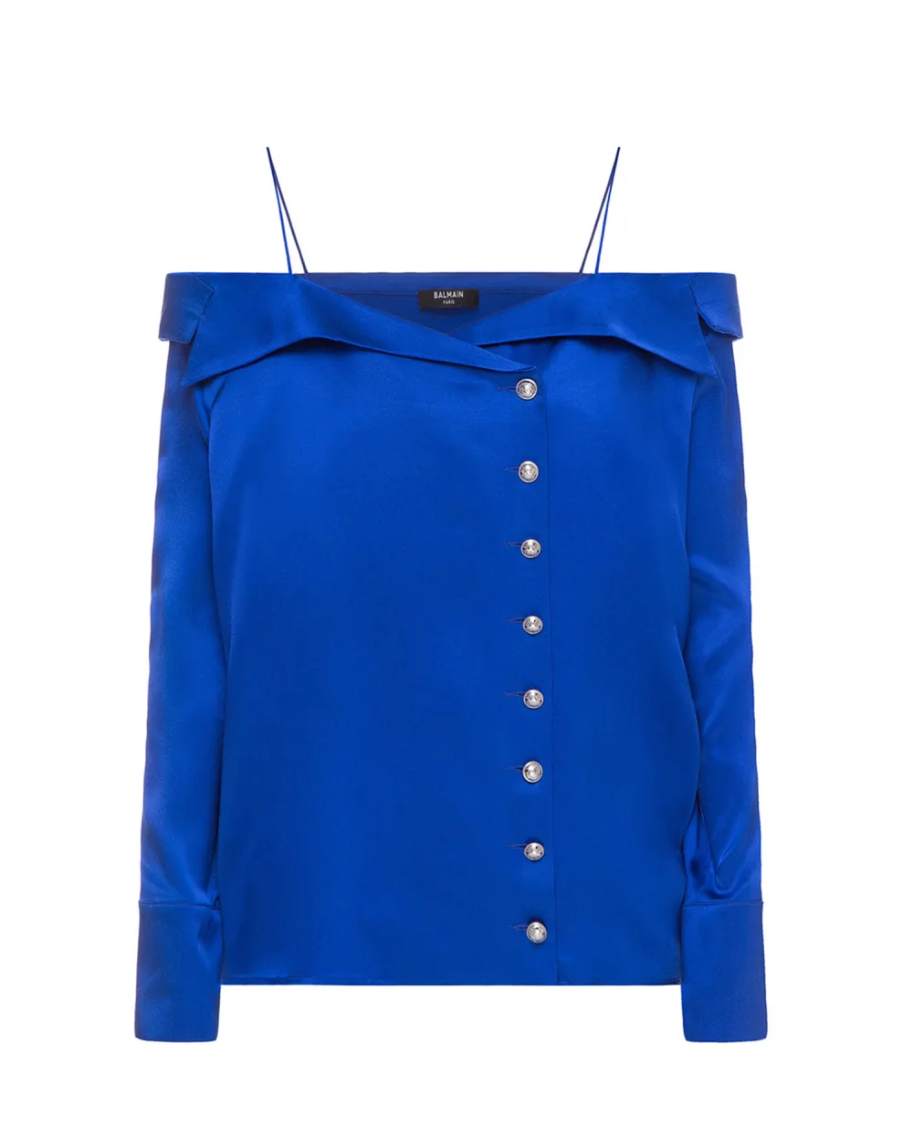 Шелковая блуза Balmain TF02676111S, синий цвет • Купить в интернет-магазине Kameron